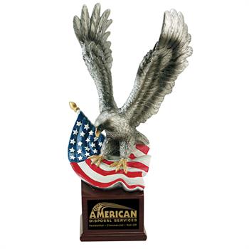 EGL76 - Landing Eagle with US Flag on Resin Base