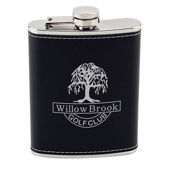 MAFL108L - 8oz Leatherwrap Stainless Steel Flask