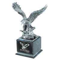 Silver Eagle on Black Marble Finish Base