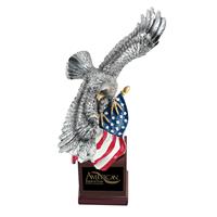 Soaring-Eagle-with-US-Flag-on-Resin-Base